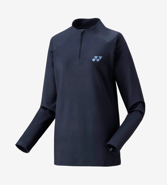 Navy long-sleeve shirt with a Yonex brand logo on a white background