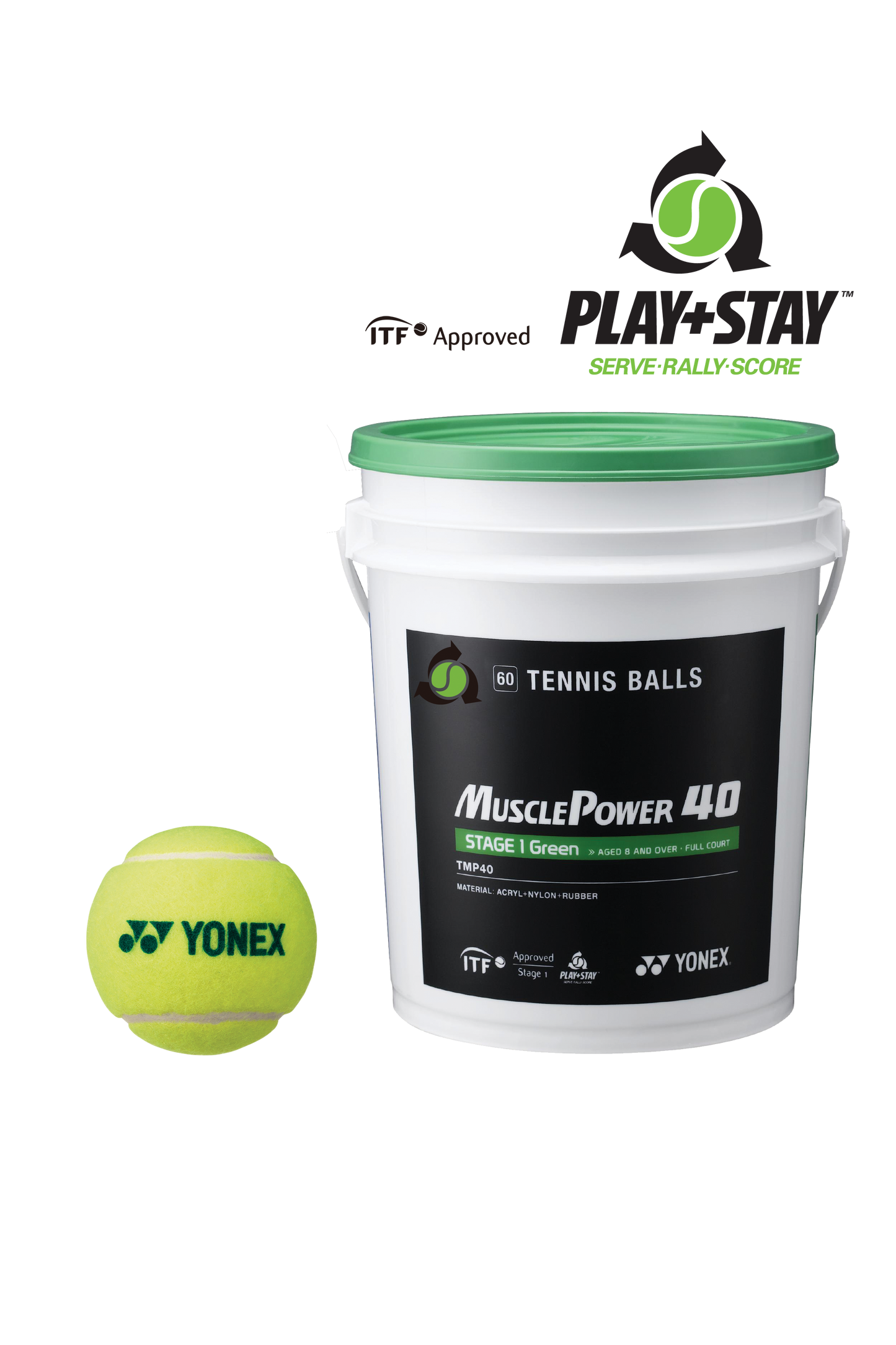 COLOURED TRAINING BALLS BUCKET - 60 BALLS, STAGE 1